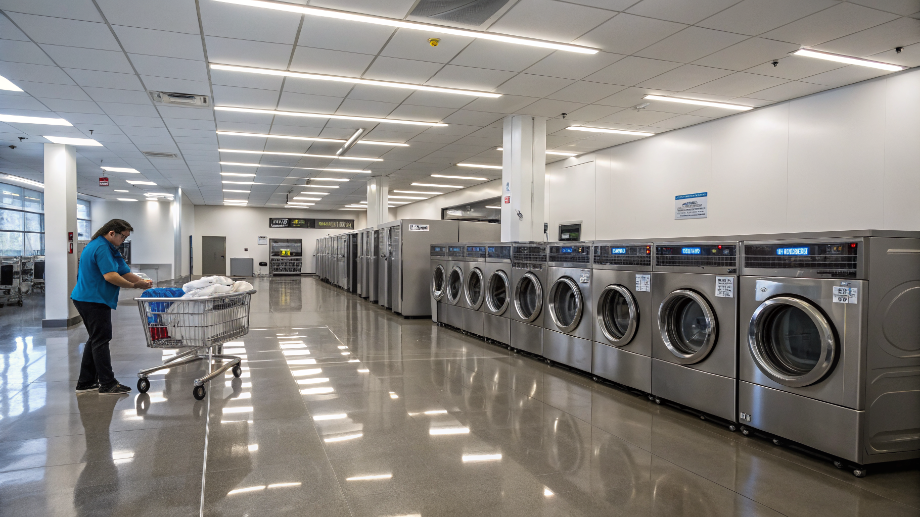 Modern hospitality laundry and refrigeration setup
