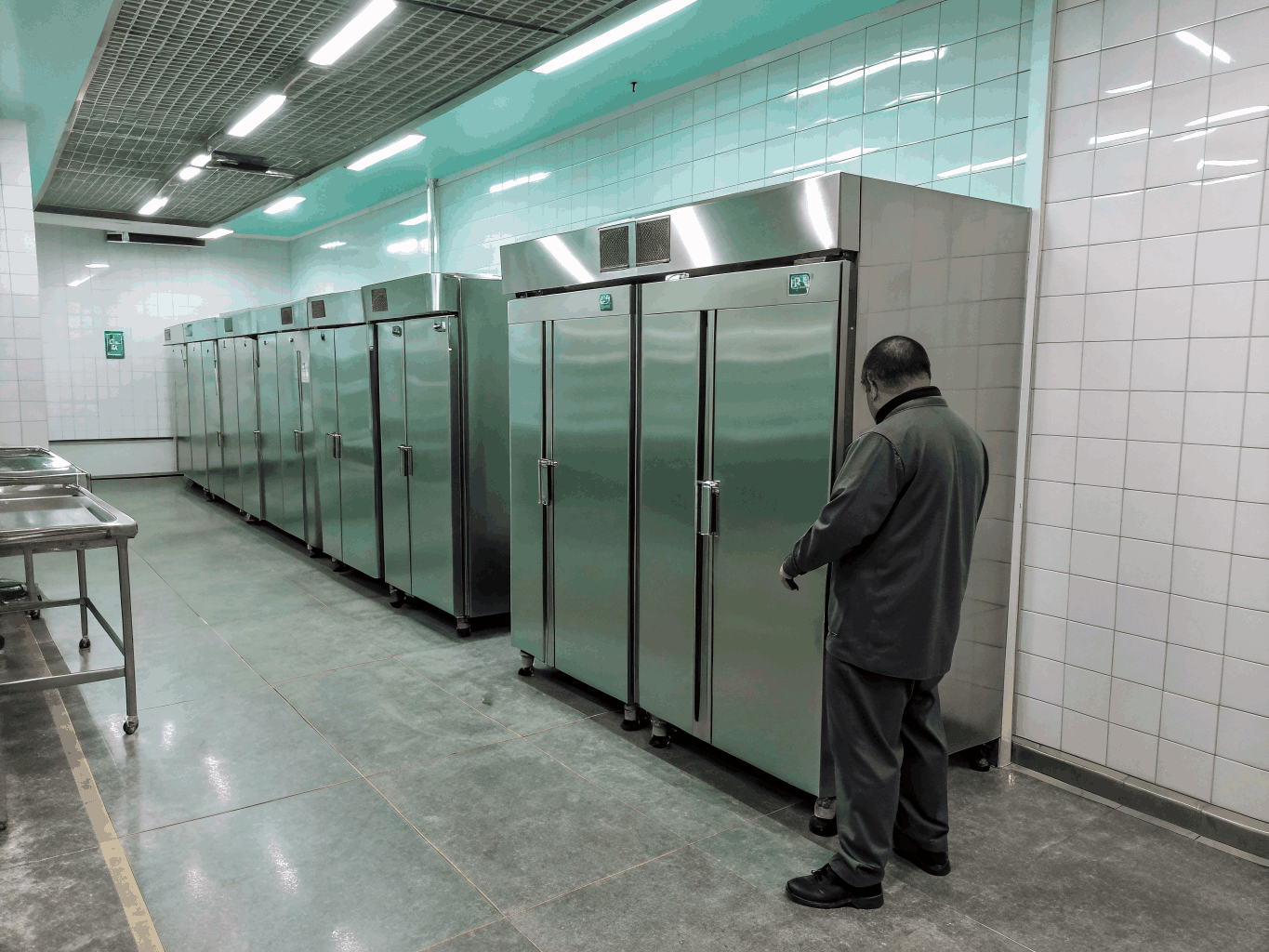 Dunwoody commercial refrigeration technician testing manifold gauges and digital temperature sensors
